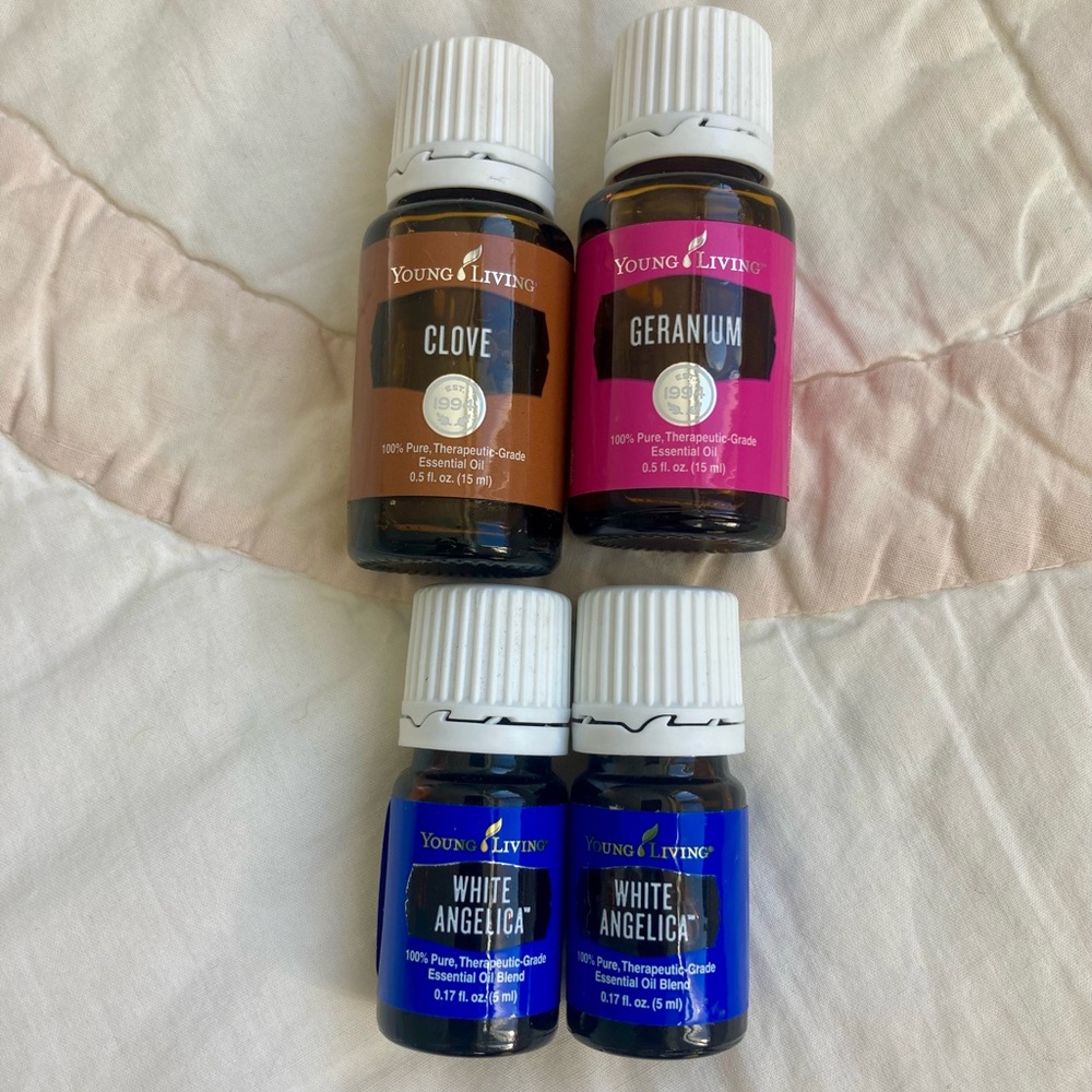 White Angelica x2, Geranium and Clove YL essential oils